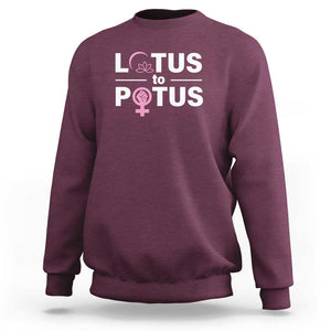 Lotus To Potus Sweatshirt Harris Woman Potus 47 Feminist TS11 Maroon Print Your Wear