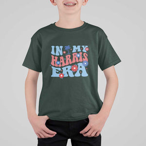 Kamala 2024 T Shirt For Kid In My Harris Era Retro Groove Coconut Tree Flower TS11 Dark Forest Green Print Your Wear