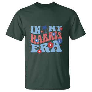 Kamala 2024 T Shirt In My Harris Era Retro Groove Coconut Tree Flower TS11 Dark Forest Green Print Your Wear