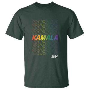 Kamala 2024 T Shirt LGBTQ Gay Pride Lesbian Flag TS11 Dark Forest Green Print Your Wear