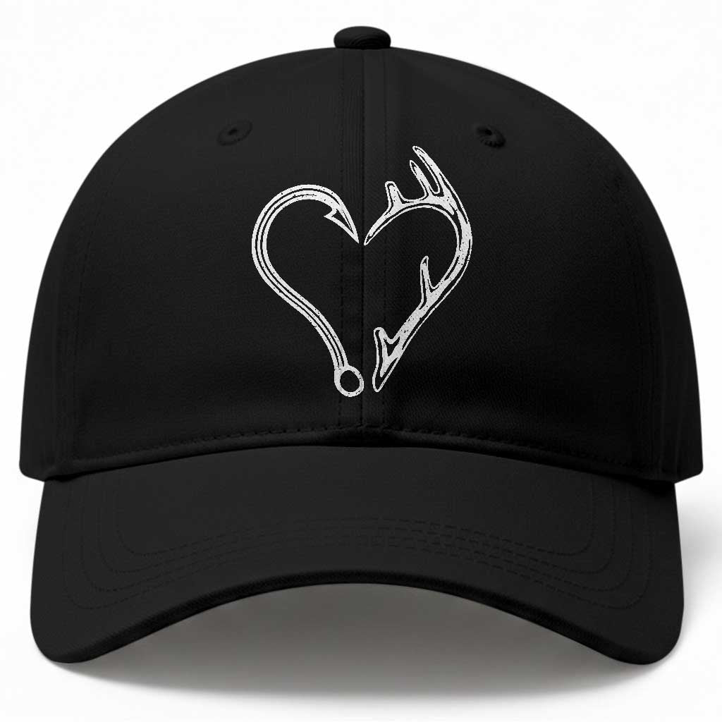 Fishing And Hunting Vintage Hook Antler Heart Baseball Cap TS11 Print Your Wear
