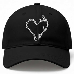 Fishing And Hunting Vintage Hook Antler Heart Baseball Cap TS11 Print Your Wear