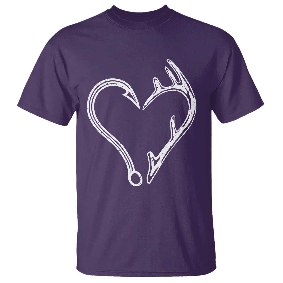 Fishing And Hunting Vintage Hook Antler Heart T Shirt TS11 Purple Print Your Wear
