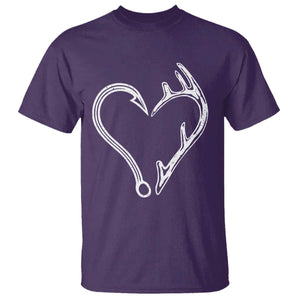 Fishing And Hunting Vintage Hook Antler Heart T Shirt TS11 Purple Print Your Wear
