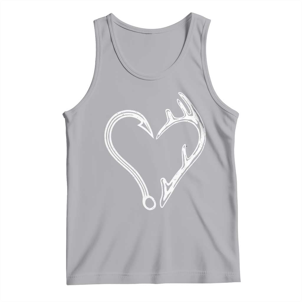 Fishing And Hunting Vintage Hook Antler Heart Tank Top TS11 Athletic Heather Print Your Wear