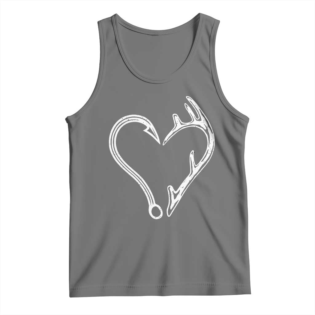 Fishing And Hunting Vintage Hook Antler Heart Tank Top TS11 Black Heather Print Your Wear