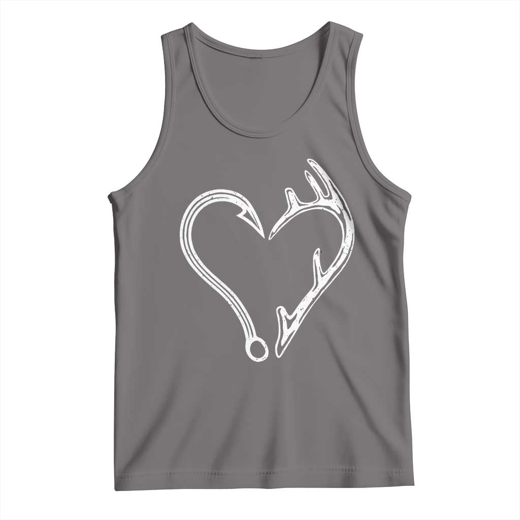 Fishing And Hunting Vintage Hook Antler Heart Tank Top TS11 Deep Heather Print Your Wear