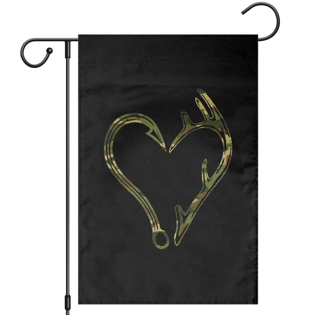 Fishing And Hunting Vintage Camo Hook Antler Heart Garden Flag TS11 Black Print Your Wear