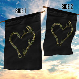 Fishing And Hunting Vintage Camo Hook Antler Heart Garden Flag TS11 Print Your Wear