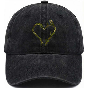Fishing And Hunting Vintage Camo Hook Antler Heart Washed Cotton Baseball Cap TS11 Print Your Wear