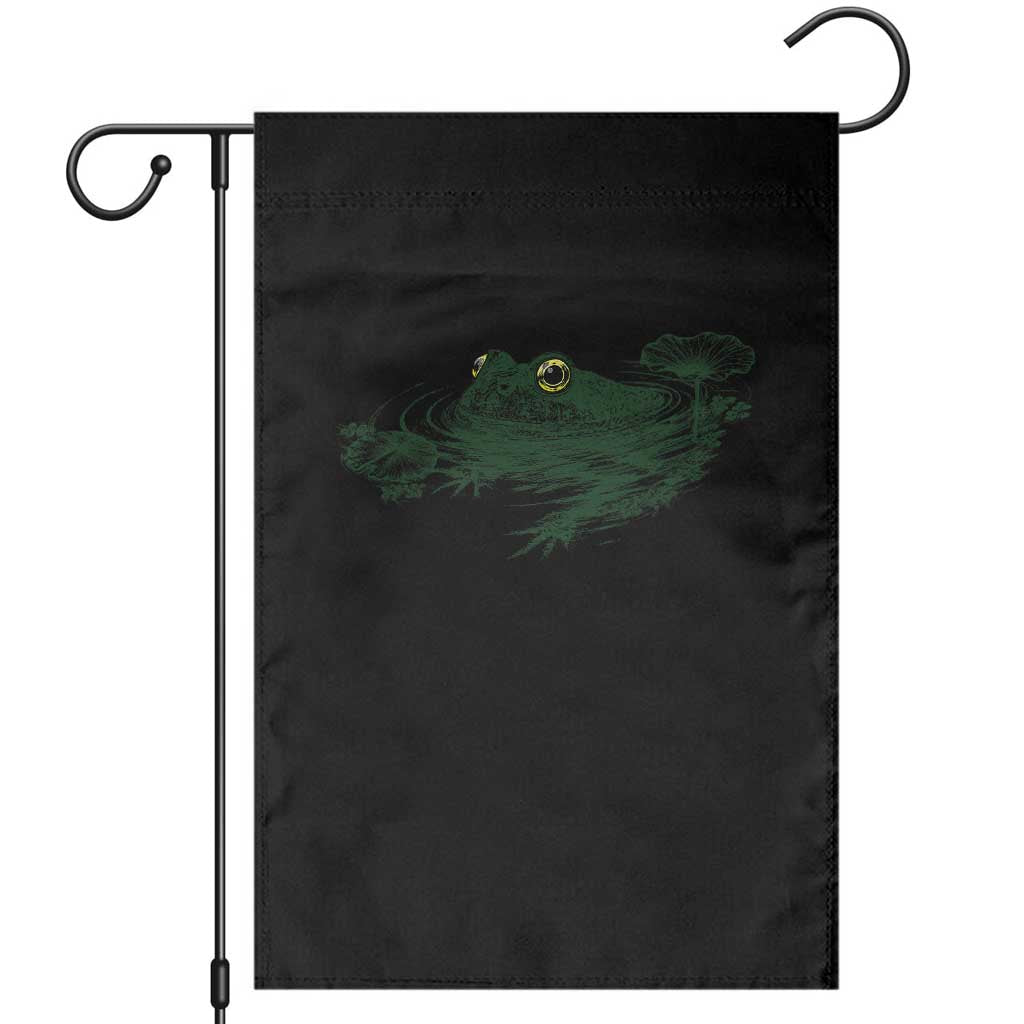 Funny Frog Swimming in Pond Cottagecore Style Garden Flag TS11 Black Print Your Wear