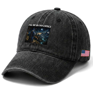 I Will Be In My Office Funny Wizard Fantasy Magic Meme Washed Cotton Baseball Cap