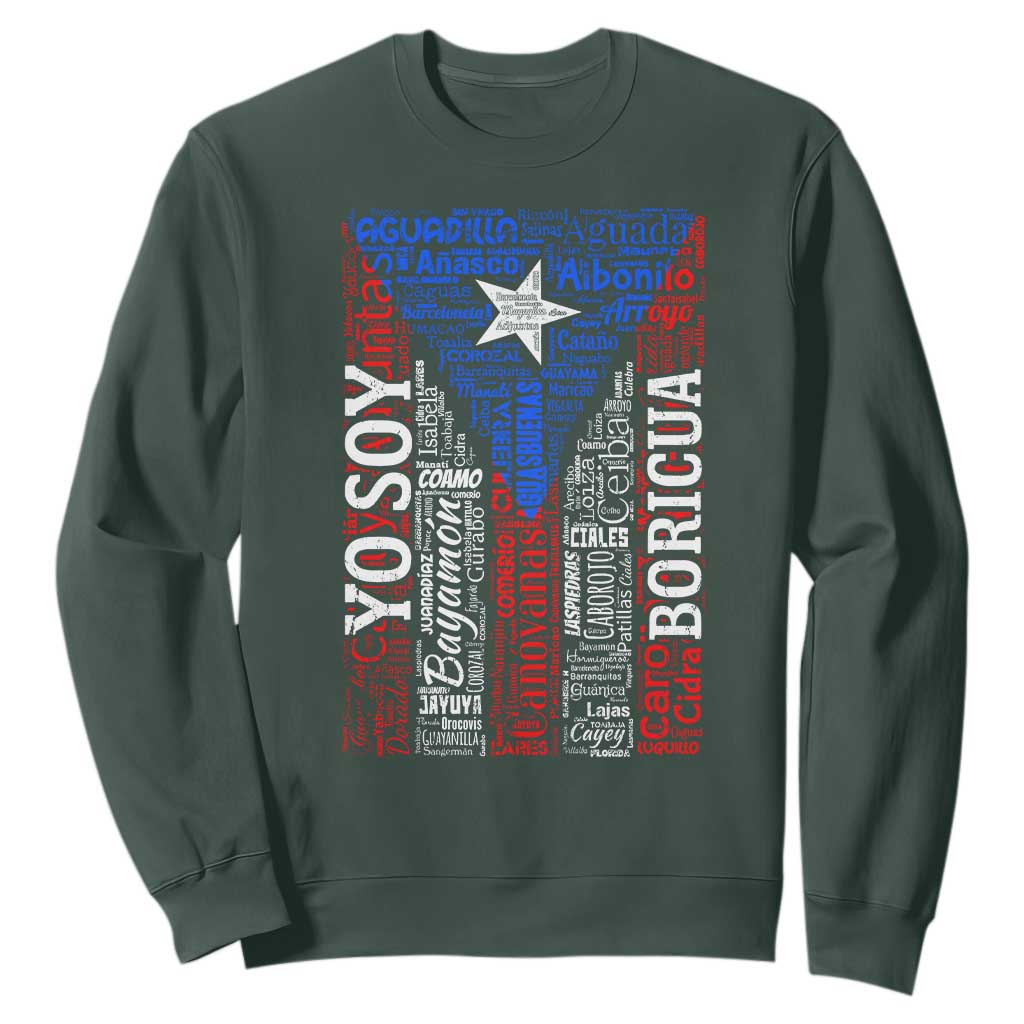 Puerto Rican Flag Puerto Rico Towns And Cities Sweatshirt TS11 Dark Forest Green Print Your Wear
