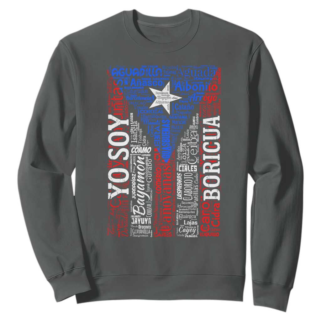 Puerto Rican Flag Puerto Rico Towns And Cities Sweatshirt TS11 Dark Heather Print Your Wear