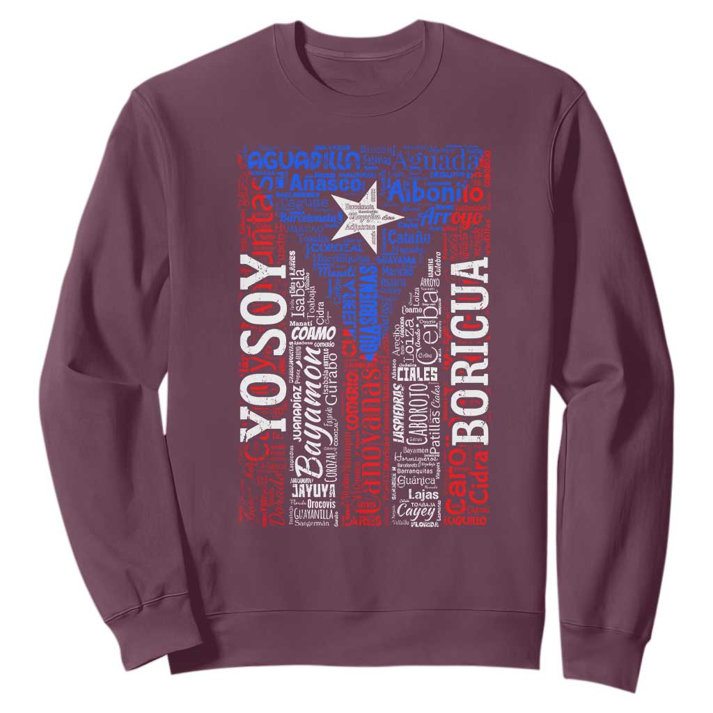 Puerto Rican Flag Puerto Rico Towns And Cities Sweatshirt TS11 Maroon Print Your Wear