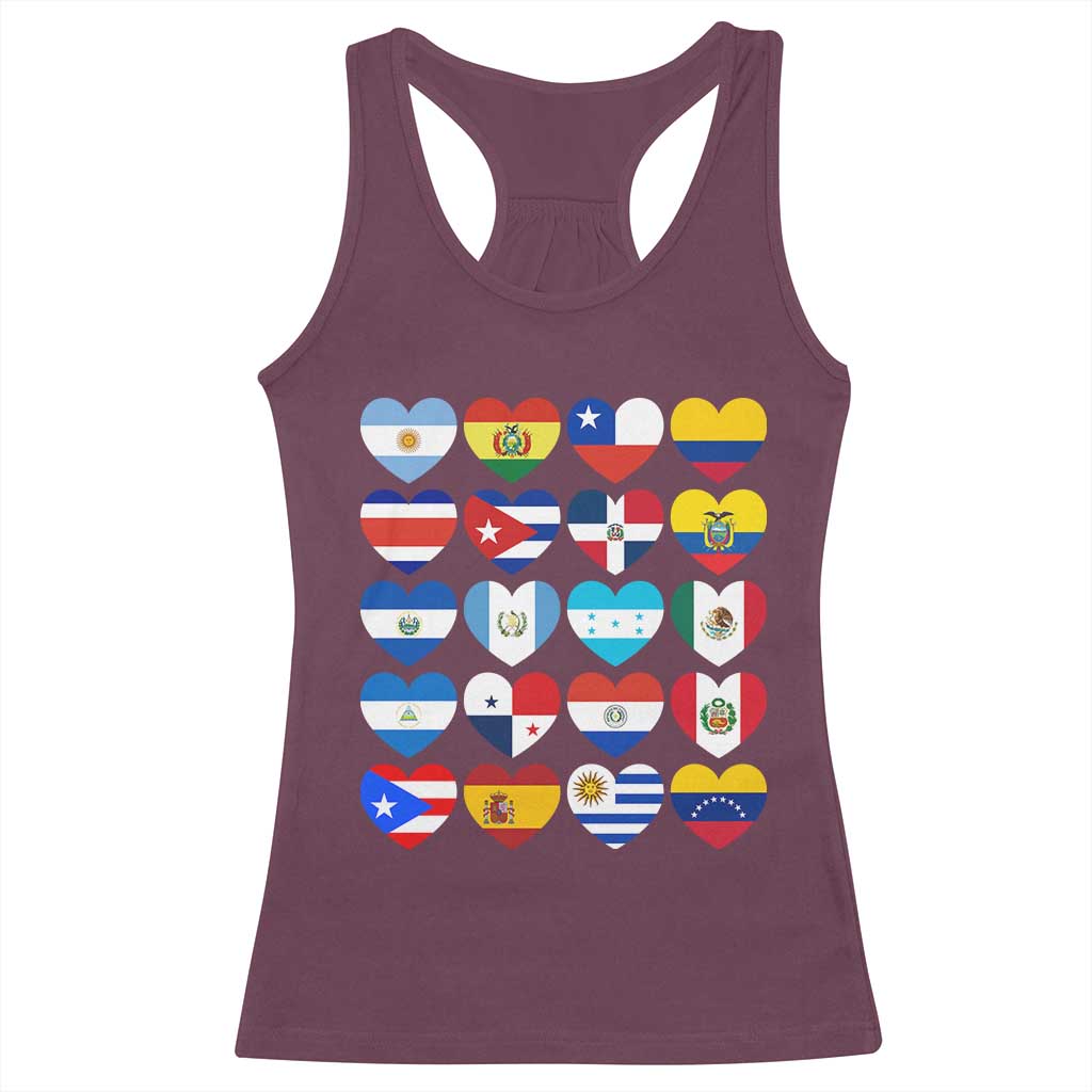 Hispanic Heritage Month Latin American Countries Heart Racerback Tank Top TS11 Maroon Print Your Wear