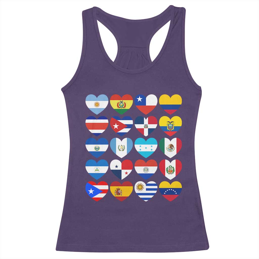 Hispanic Heritage Month Latin American Countries Heart Racerback Tank Top TS11 Purple Print Your Wear