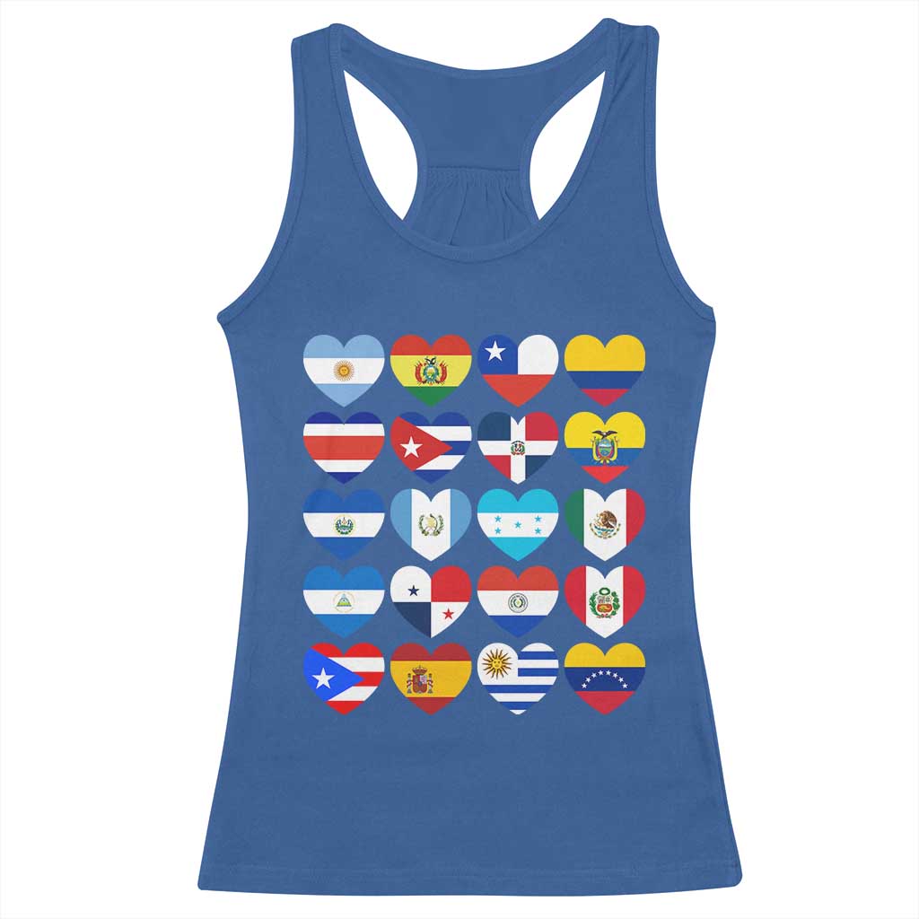 Hispanic Heritage Month Latin American Countries Heart Racerback Tank Top TS11 Royal Blue Print Your Wear