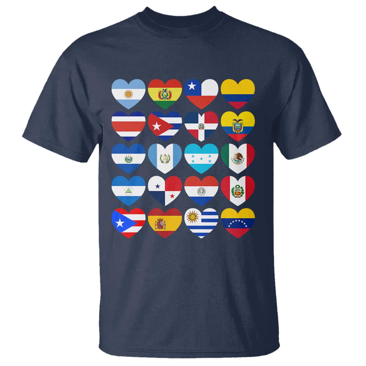 Hispanic Heritage Month Latin American Countries Heart T Shirt TS11 Navy Print Your Wear