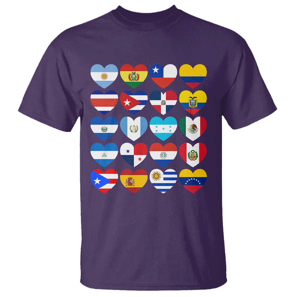 Hispanic Heritage Month Latin American Countries Heart T Shirt TS11 Purple Print Your Wear