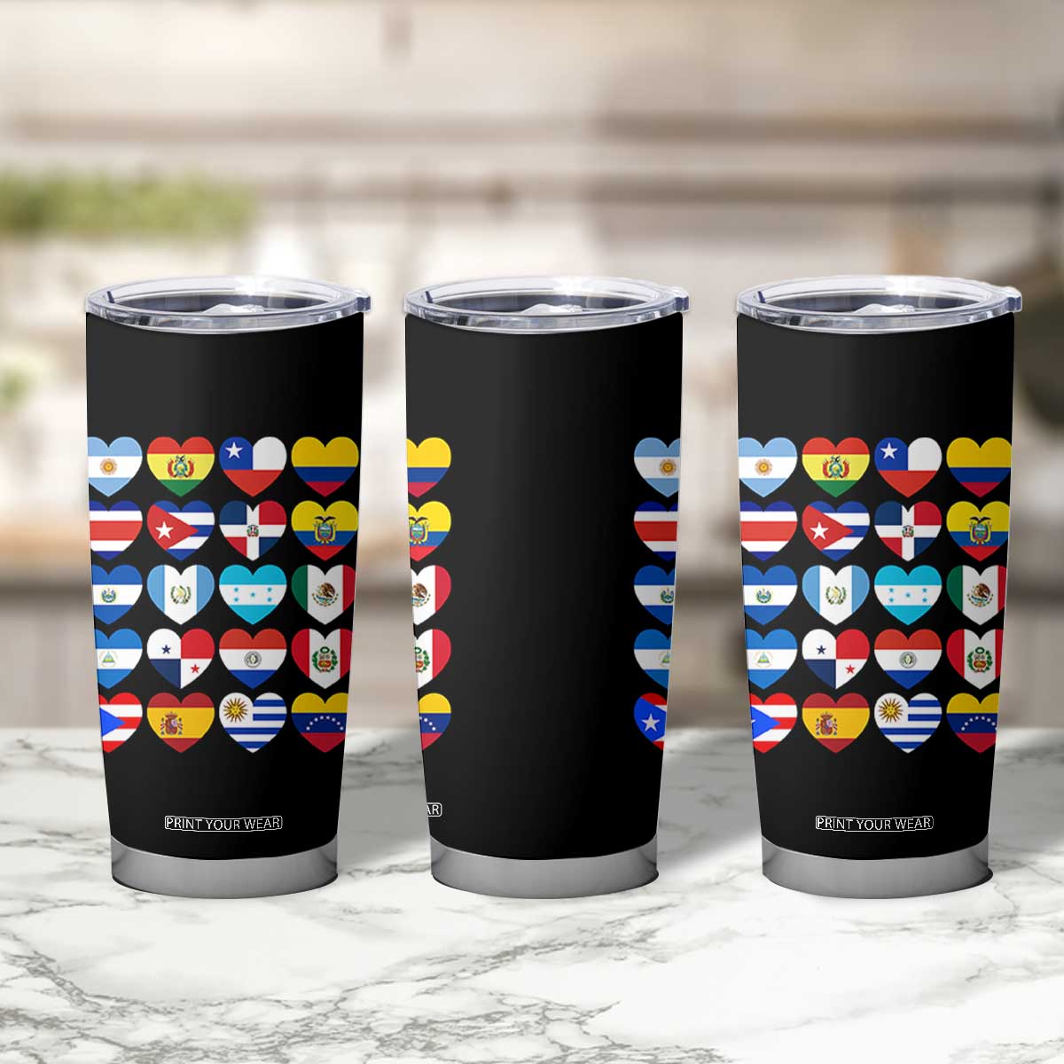 Hispanic Heritage Month Latin American Countries Heart Tumbler Cup TS11 Print Your Wear