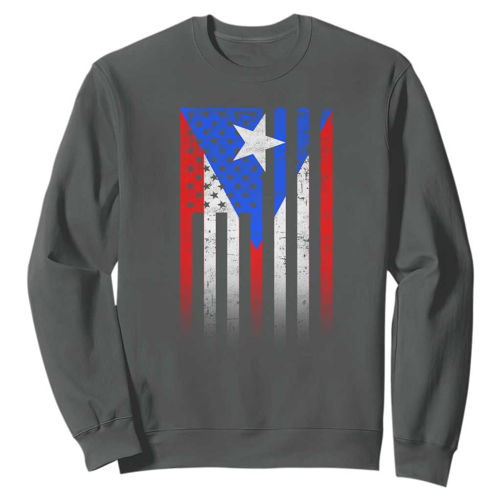 Puerto Rican American Sweatshirt Half Rican American Puerto Rico Pride TS11 Dark Heather Print Your Wear