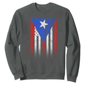 Puerto Rican American Sweatshirt Half Rican American Puerto Rico Pride TS11 Dark Heather Print Your Wear