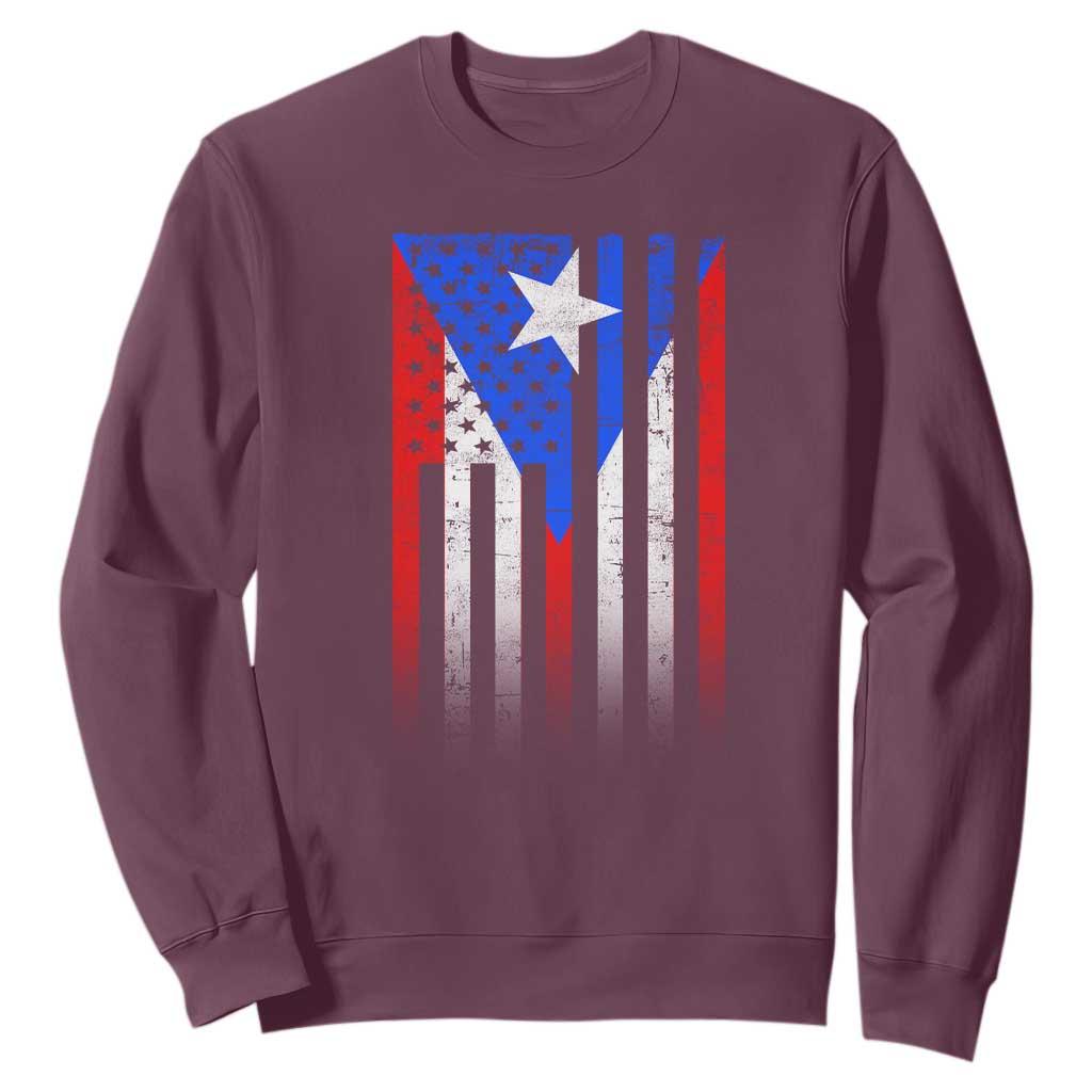 Puerto Rican American Sweatshirt Half Rican American Puerto Rico Pride TS11 Maroon Print Your Wear