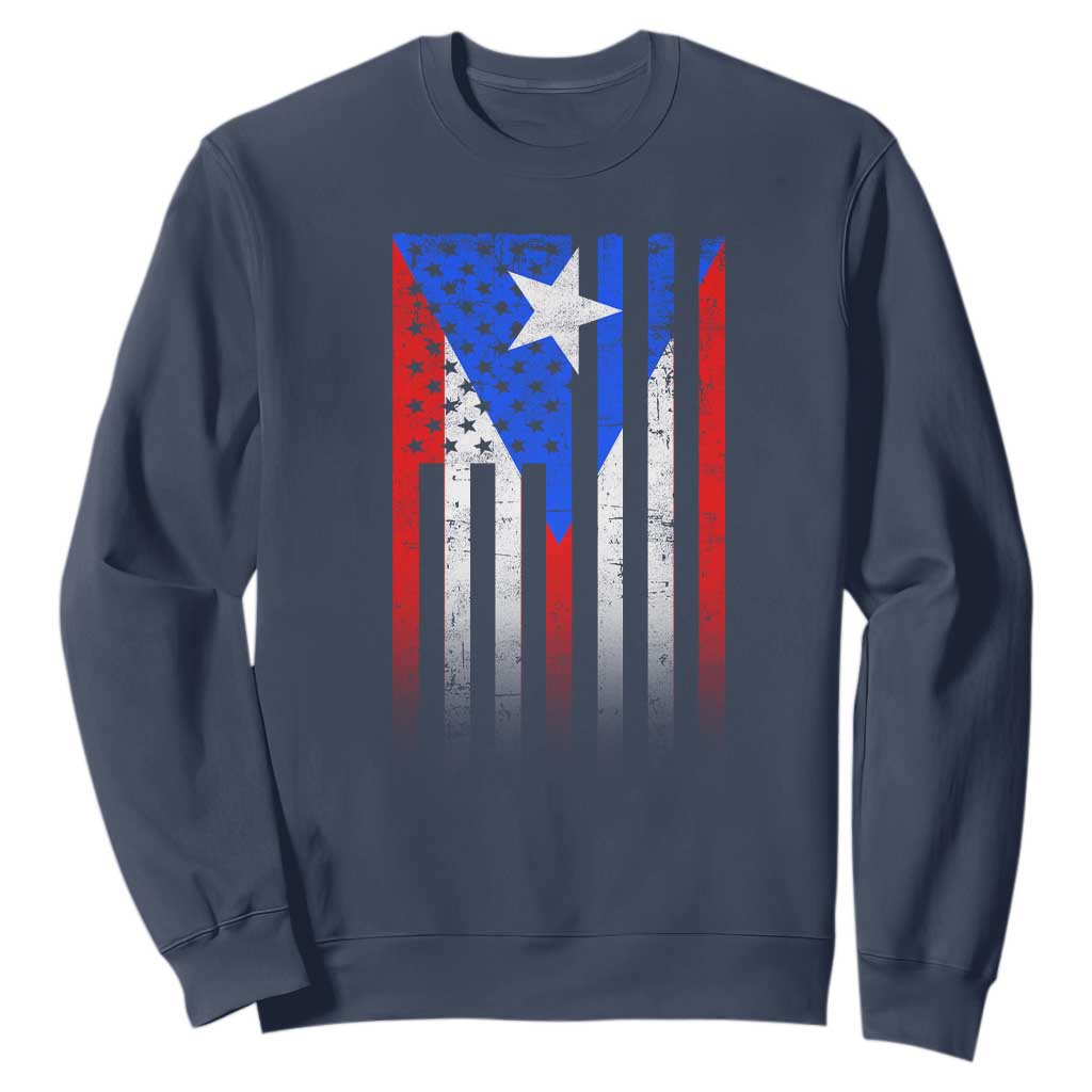 Puerto Rican American Sweatshirt Half Rican American Puerto Rico Pride TS11 Navy Print Your Wear