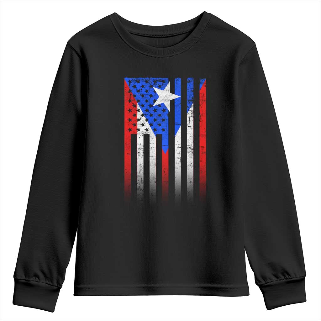 Puerto Rican American Youth Sweatshirt Half Rican American Puerto Rico Pride TS11 Black Print Your Wear