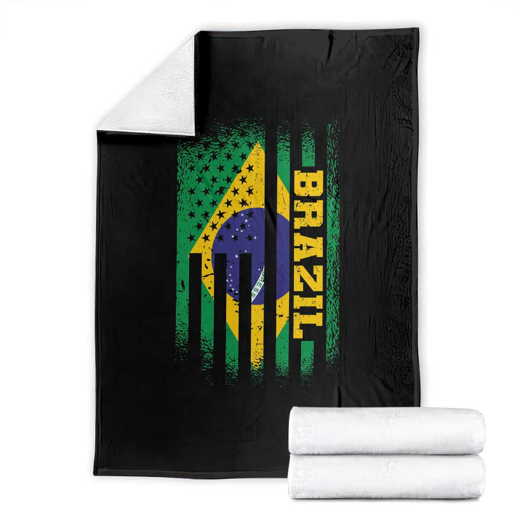 Brazilian Americans Brazilian Pride Latin Vintage USA Brazil Flag Throw Blanket TS11 Black Print Your Wear