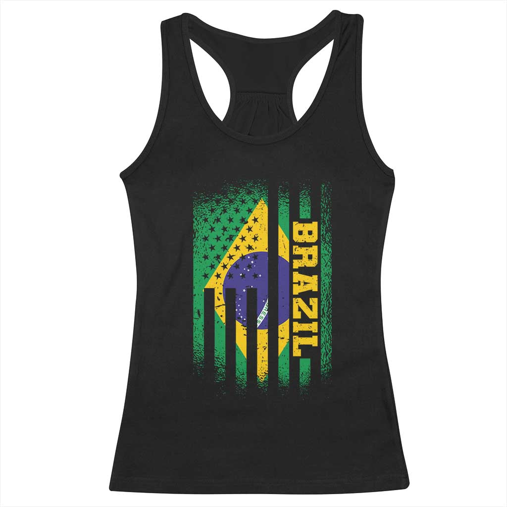 Brazilian Americans Brazilian Pride Latin Vintage USA Brazil Flag Racerback Tank Top TS11 Black Print Your Wear
