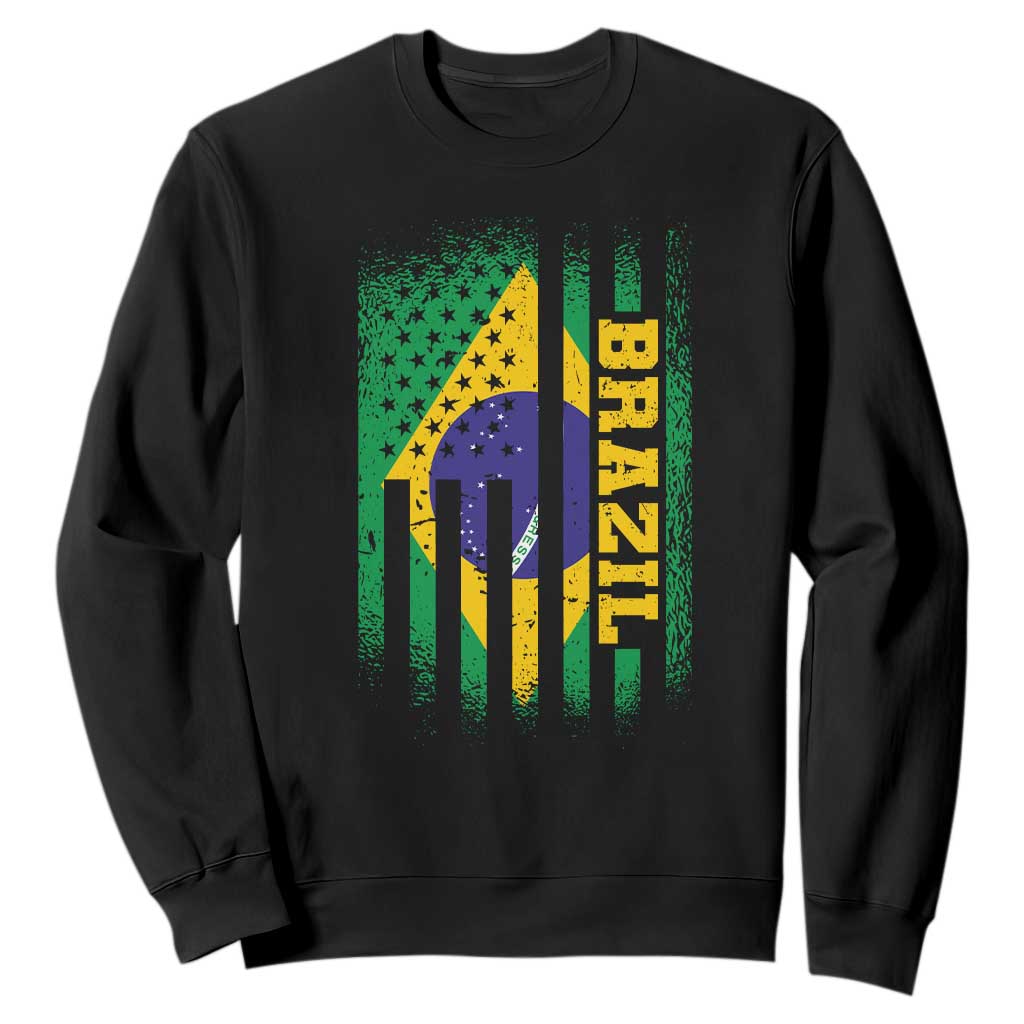 Brazilian Americans Brazilian Pride Latin Vintage USA Brazil Flag Sweatshirt TS11 Black Print Your Wear