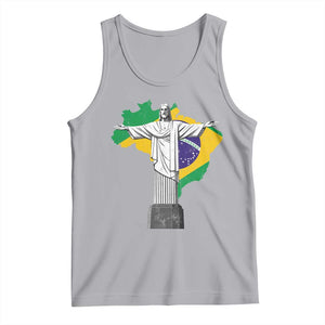 Brazilian Pride Christ the Redeemer Statue Latin America Brazil Map Tank Top TS11 Athletic Heather Print Your Wear