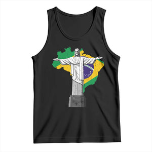 Brazilian Pride Christ the Redeemer Statue Latin America Brazil Map Tank Top TS11 Black Print Your Wear