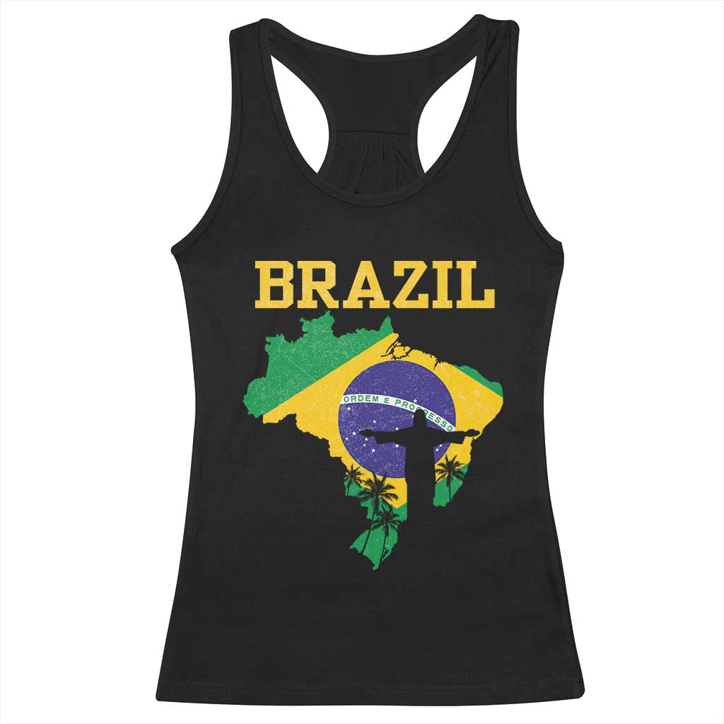 Brazilian Pride Christ the Redeemer Statue Latin America Racerback Tank Top TS11 Black Print Your Wear
