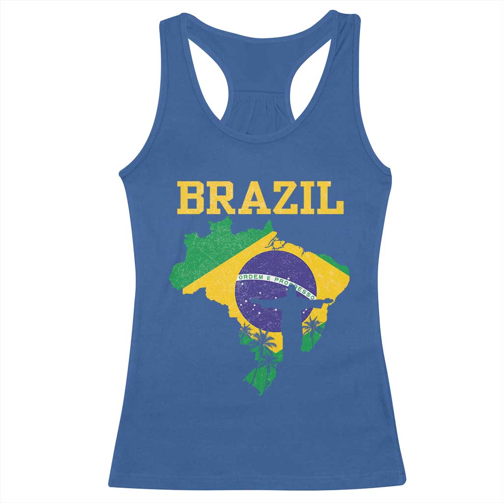Brazilian Pride Christ the Redeemer Statue Latin America Racerback Tank Top TS11 Royal Blue Print Your Wear