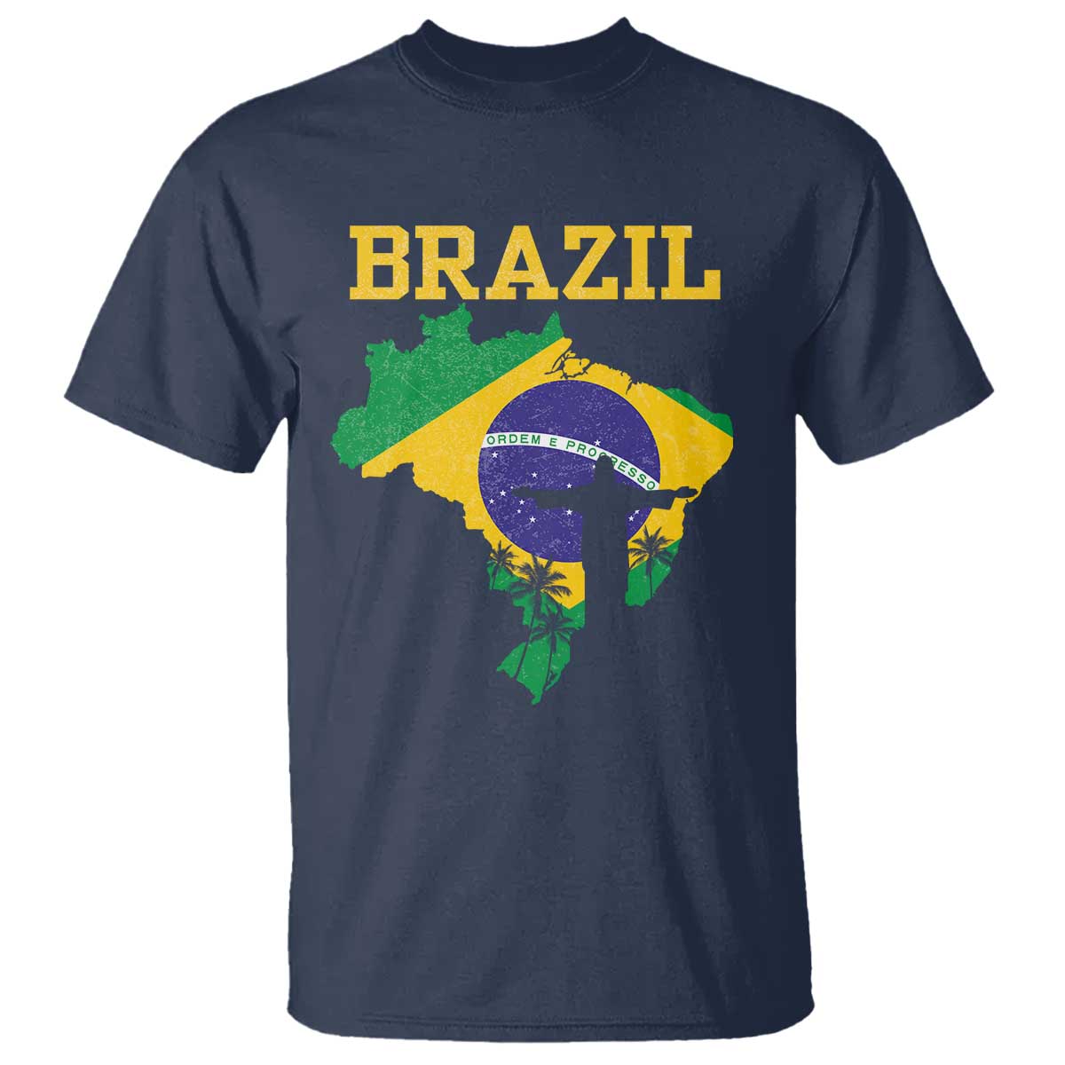 Brazilian Pride Christ the Redeemer Statue Latin America T Shirt TS11 Navy Print Your Wear
