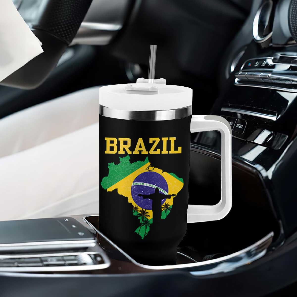 Brazilian Pride Christ the Redeemer Statue Latin America Tumbler With Handle TS11 Print Your Wear