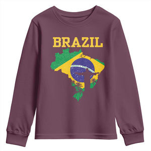 Brazilian Pride Christ the Redeemer Statue Latin America Youth Sweatshirt TS11 Maroon Print Your Wear
