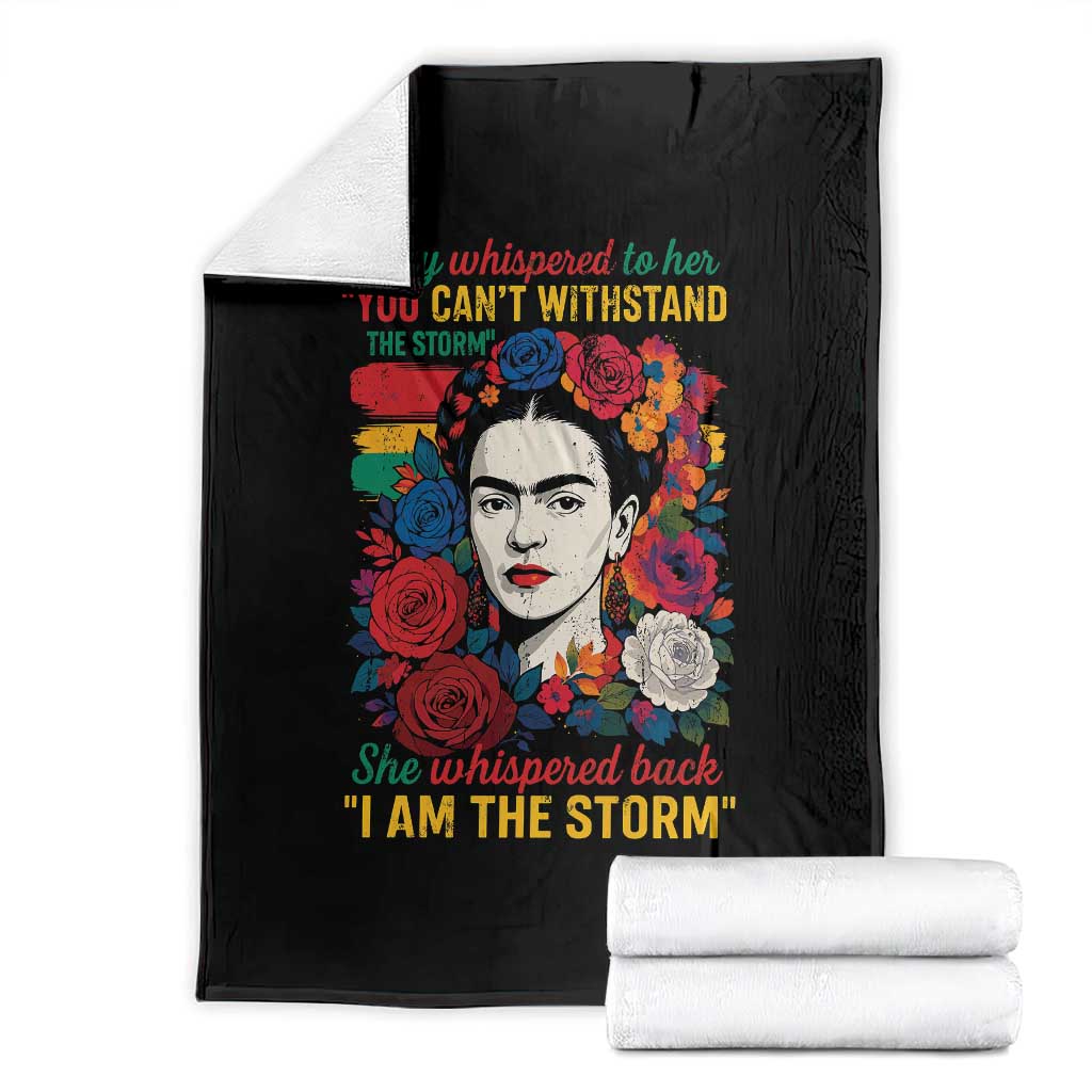 Frida Kahlo Throw Blanket They Whispered To Her You Cant Withstand The Storm TS11 Black Print Your Wear