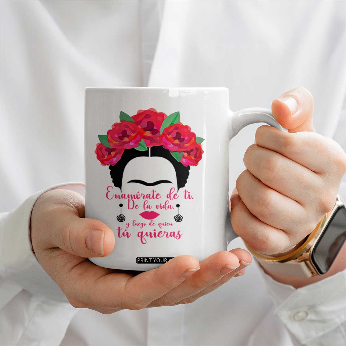 Frida Kahlo Quotes Coffee Mug Enamorate De Ti De La Vida Mexican Artist TS11 Print Your Wear