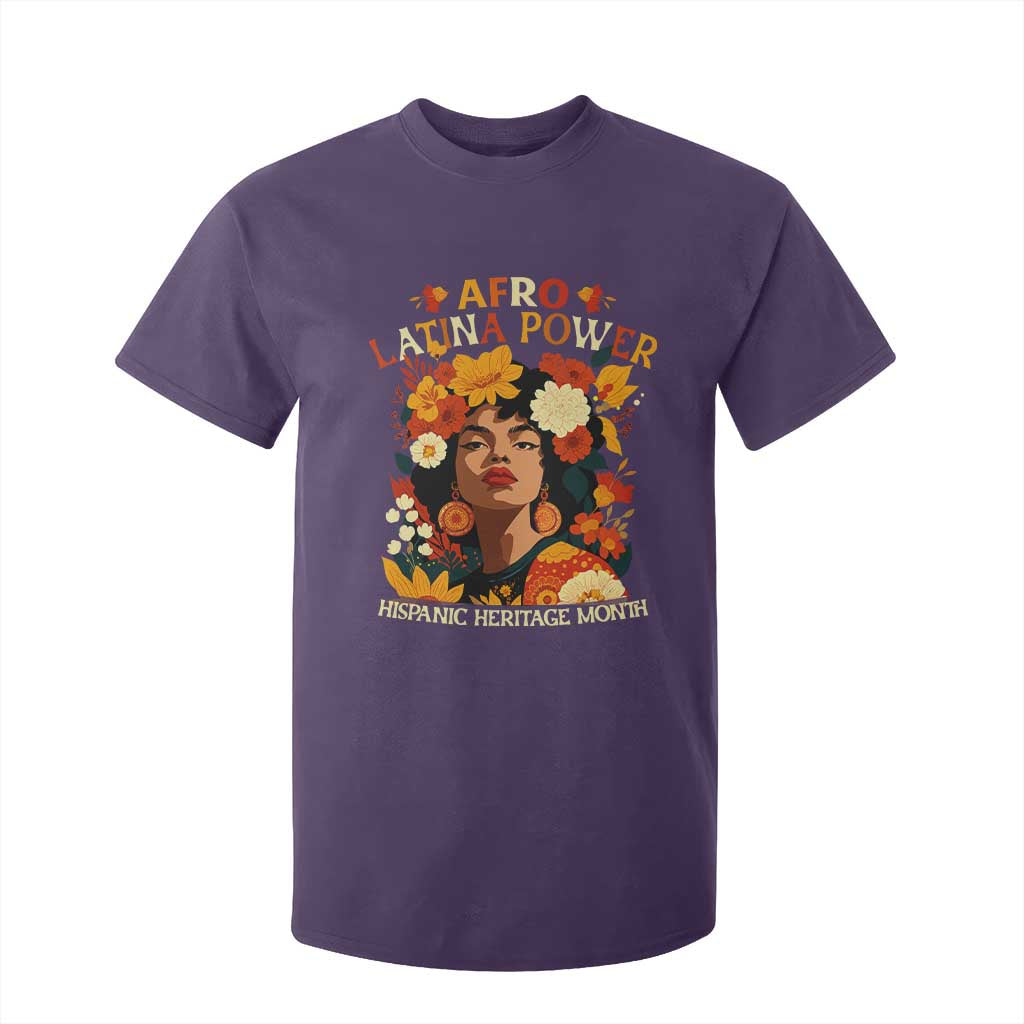 Afro Latina Power T Shirt For Kid Hispanic Heritage Month Flowers TS11 Purple Print Your Wear