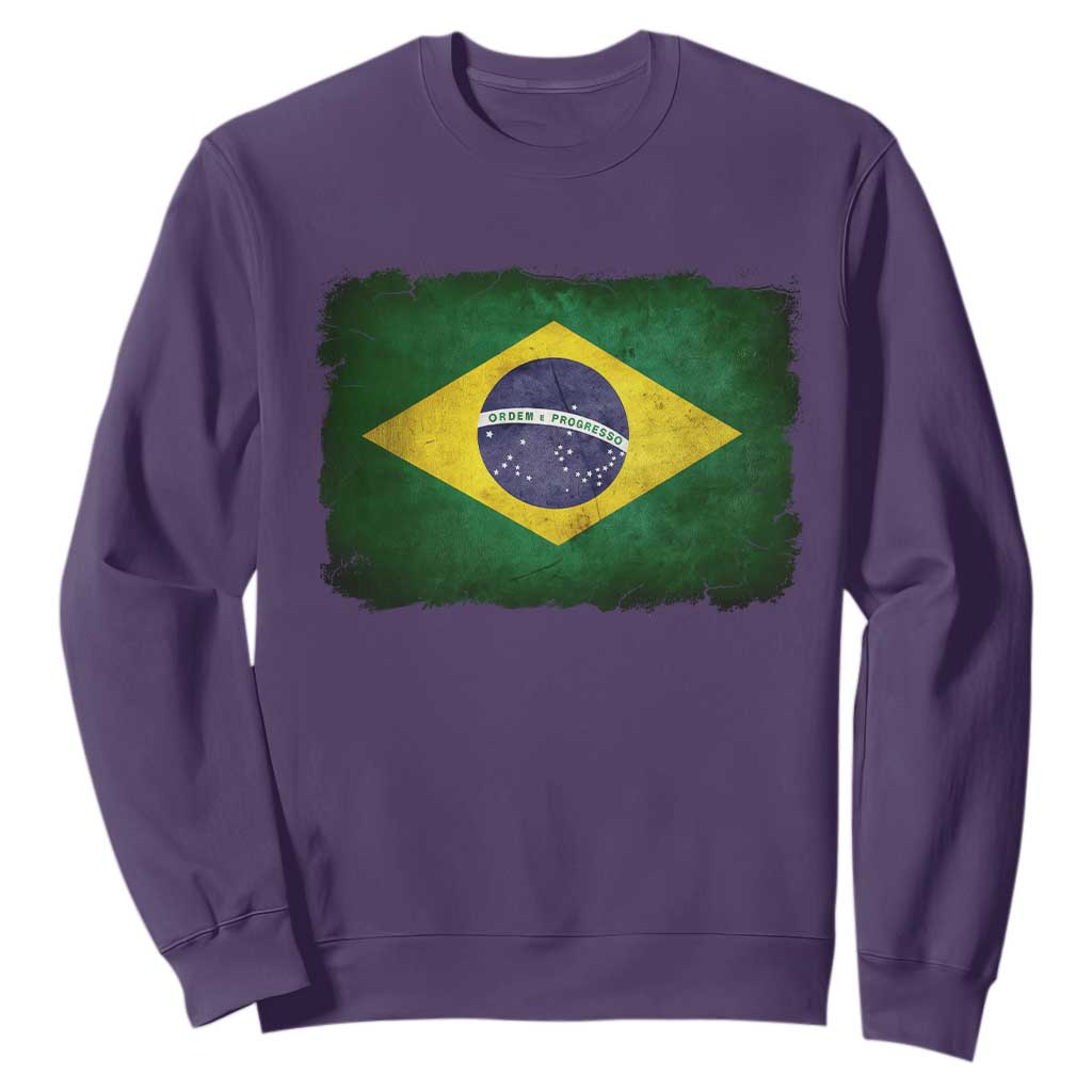 Brazilian Pride Latin America Vintage Brazil Flag Sweatshirt TS11 Purple Print Your Wear