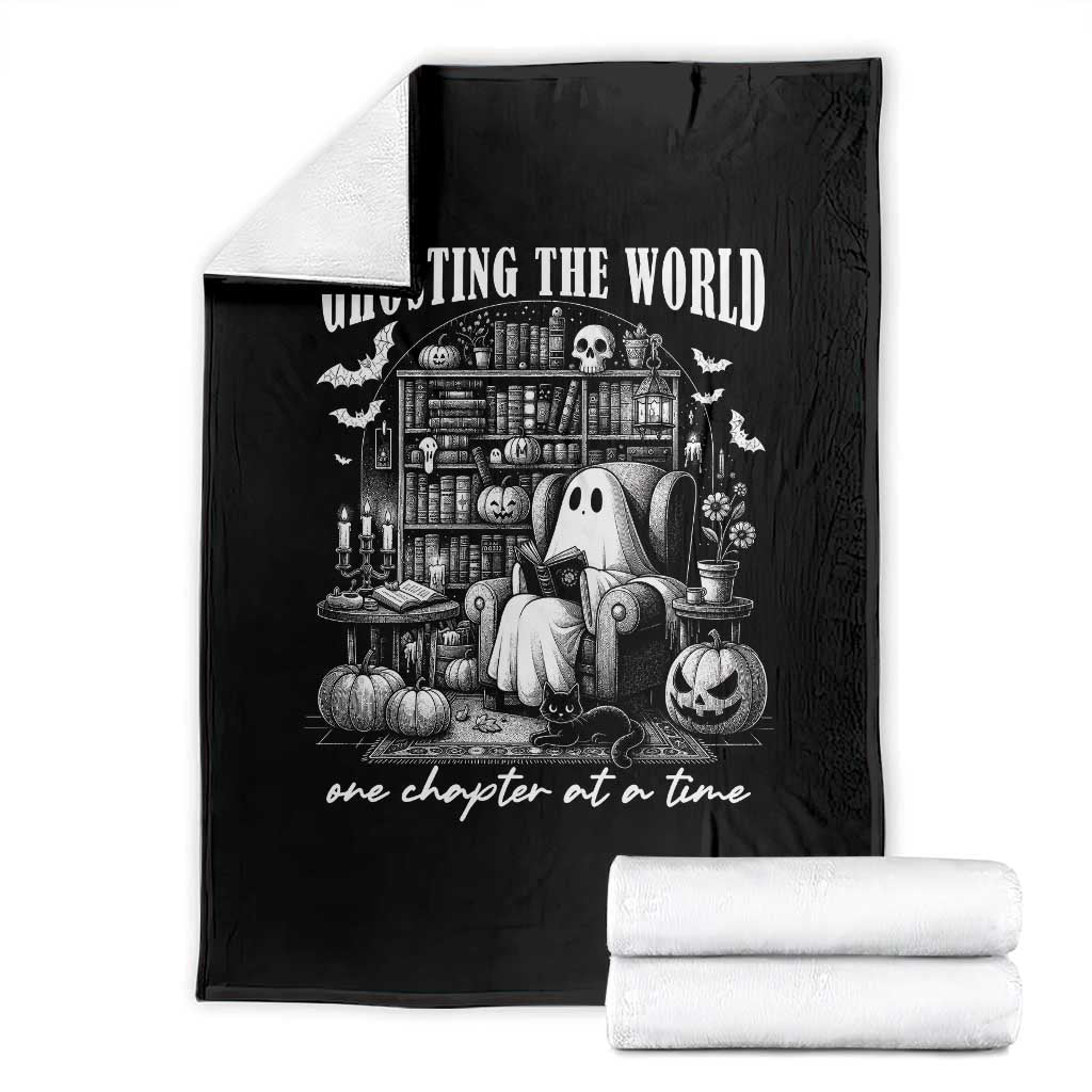 Funny Halloween Book Lover Throw Blanket Ghosting The World One Chapter At A Time