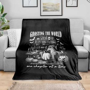 Funny Halloween Book Lover Throw Blanket Ghosting The World One Chapter At A Time