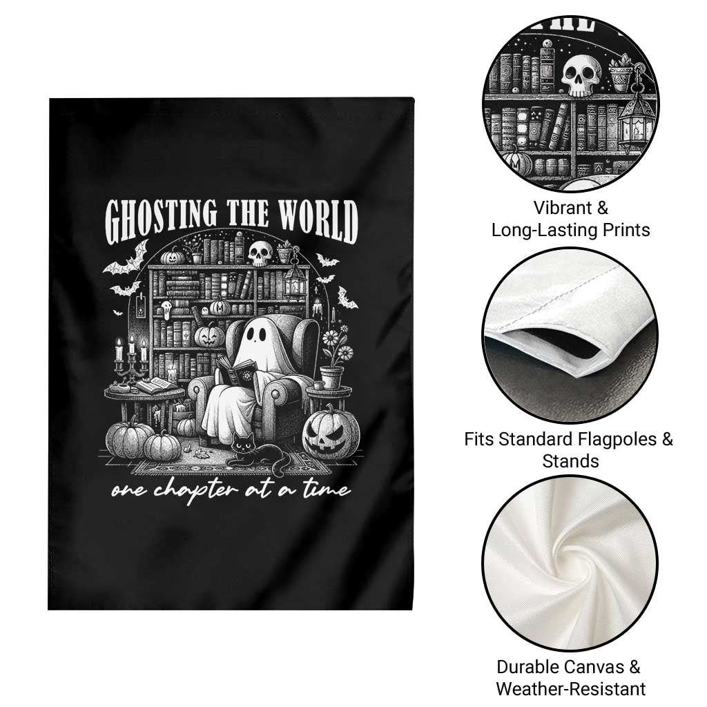 Funny Halloween Book Lover Garden Flag Ghosting The World One Chapter At A Time