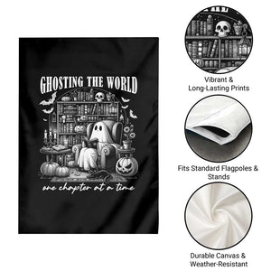 Funny Halloween Book Lover Garden Flag Ghosting The World One Chapter At A Time