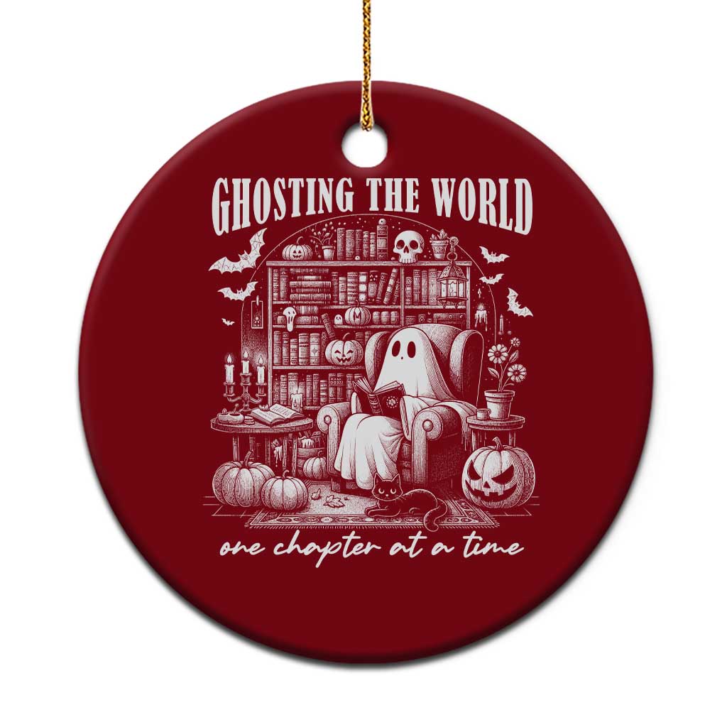 Funny Halloween Book Lover Ceramic Ornament Ghosting The World One Chapter At A Time