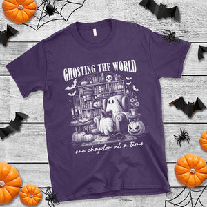 Funny Halloween Book Lover T Shirt Ghosting The World One Chapter At A Time